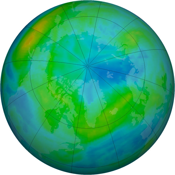 Arctic ozone map for 20 October 1986